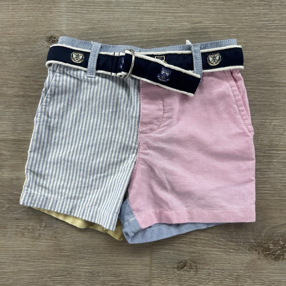 Polo Ralph Lauren 6M Belted Shorts Color block Adjustable Waist Preppy Boys